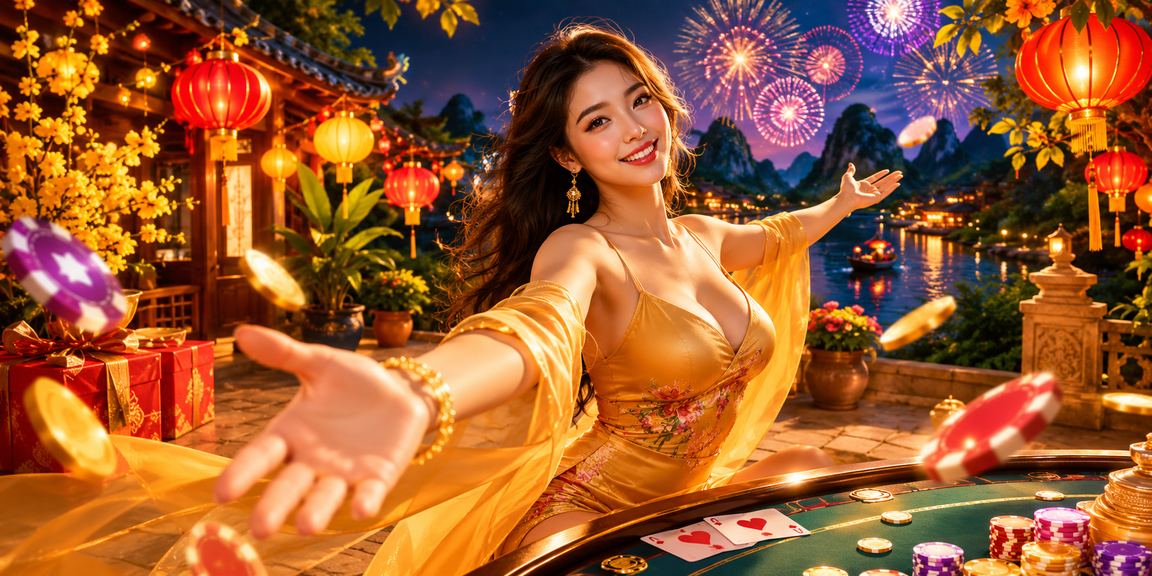 Không gian chơi casino trực tuyến với ánh sáng lung linh tại Hội An